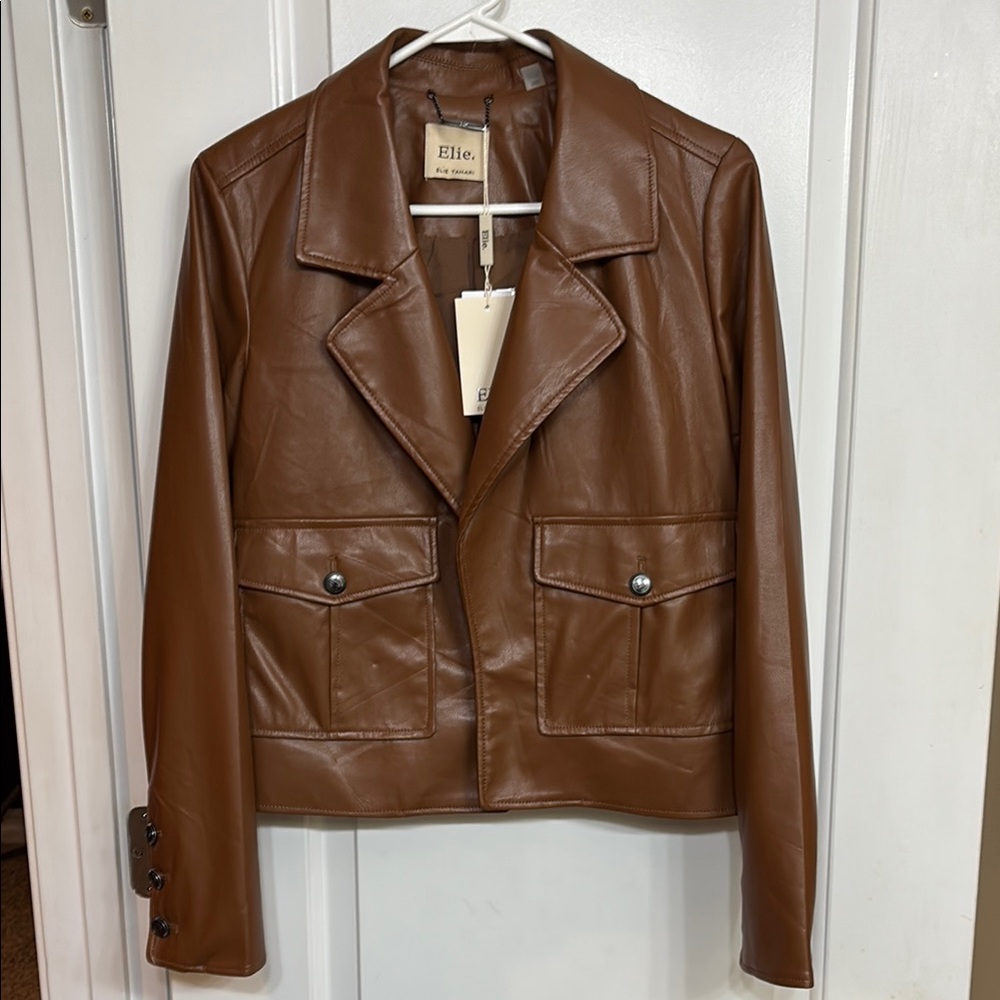 Elie Tahari Tan Leather Jacket